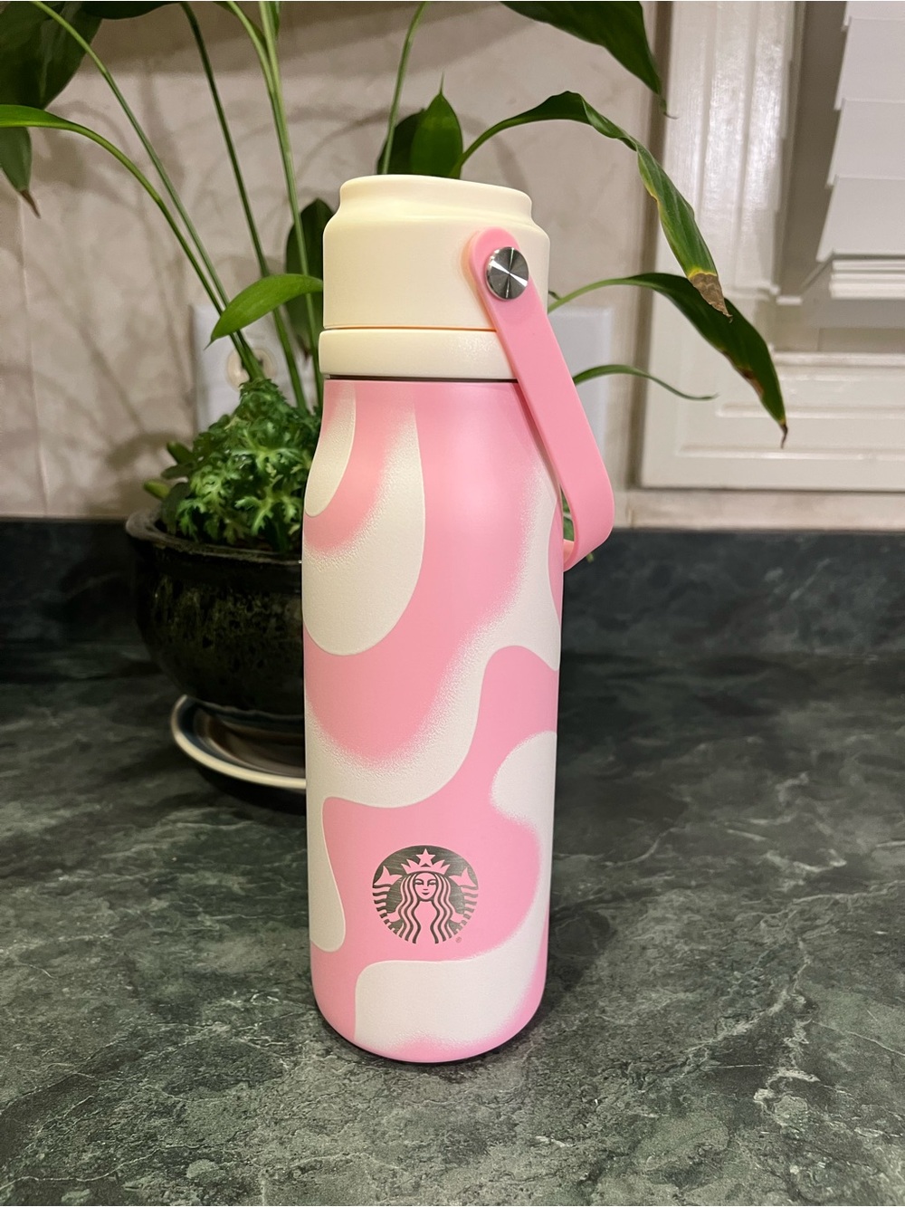 NWT Starbucks 2026 PINK DRINK Swirl Stainless Steel Water Bottle w/ Handle 18 oz